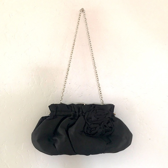 White House Black Market Black Satin Clutch Purse